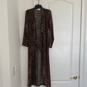 by the way. Leopard Print Long Cardigan